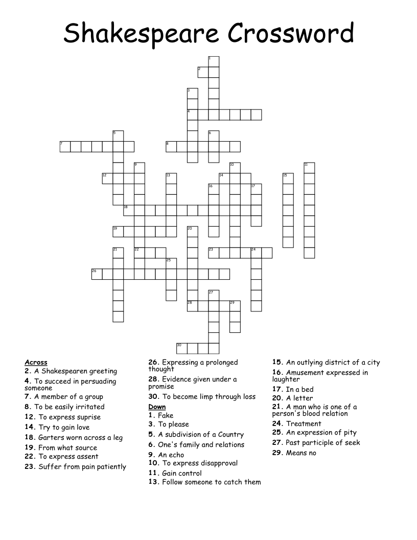 Shakespeare Crossword