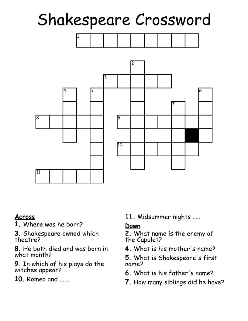 Shakespeare Crossword