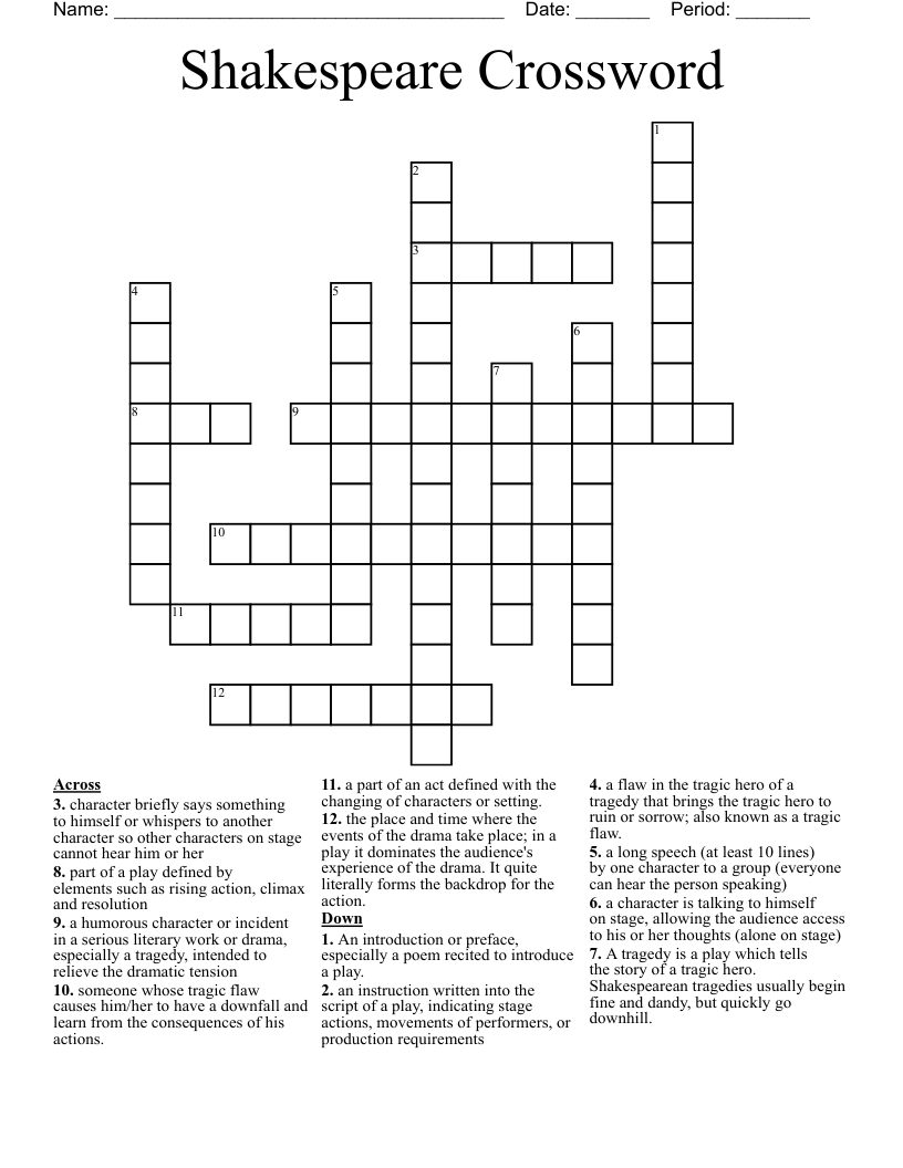 Shakespeare Crossword