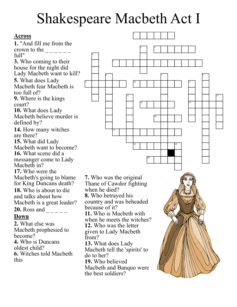 Shakespeare Macbeth Act I Crossword