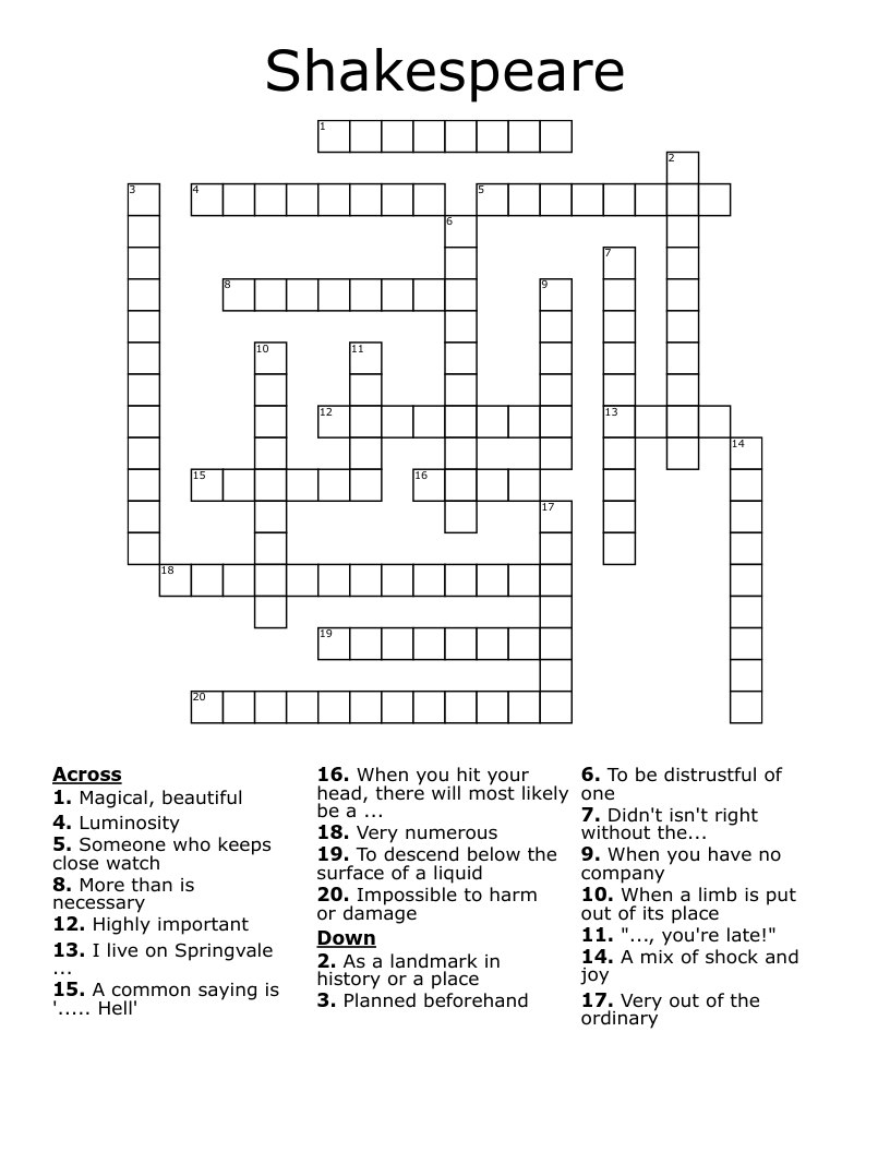 Shakespeare  Crossword