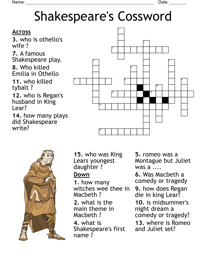 Shakespeare's Cossword  Crossword