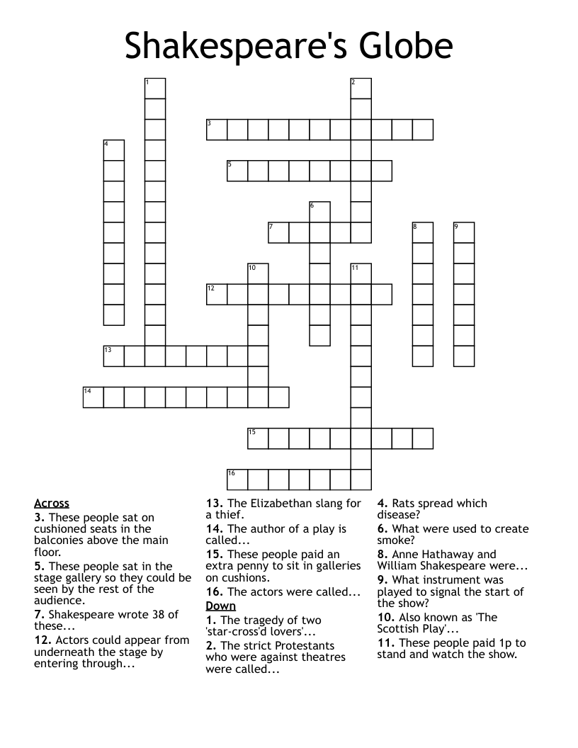Shakespeare's Globe Crossword