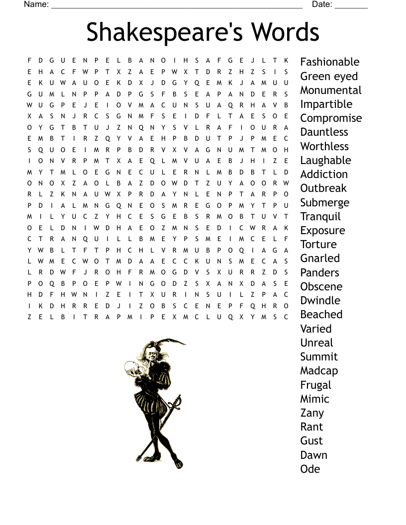 Shakespeare's Words Word Search