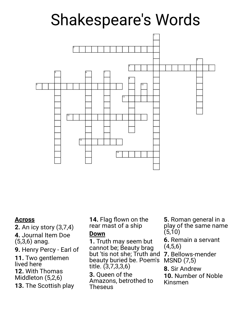 Shakespeare's Words  Crossword