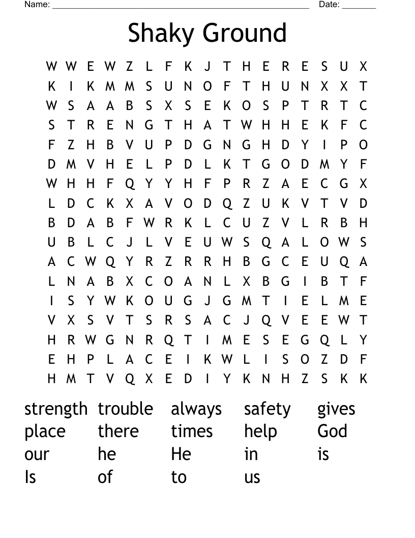 Shaky Ground Word Search