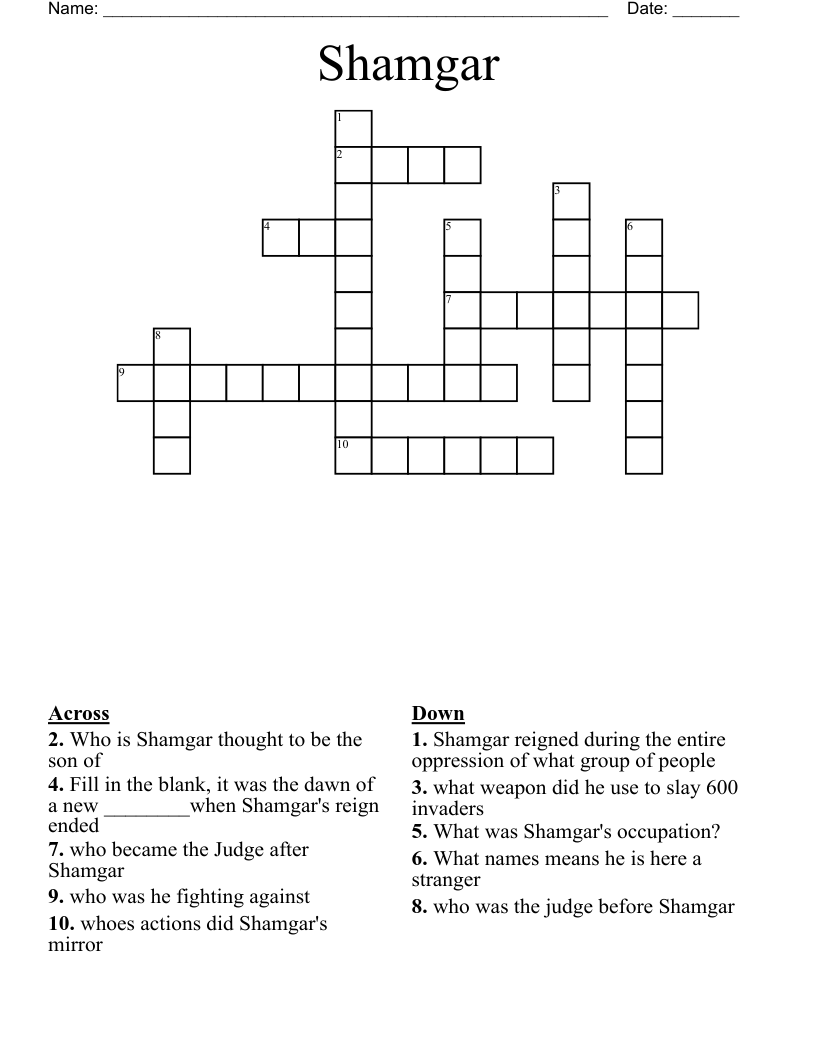 Shamgar Crossword