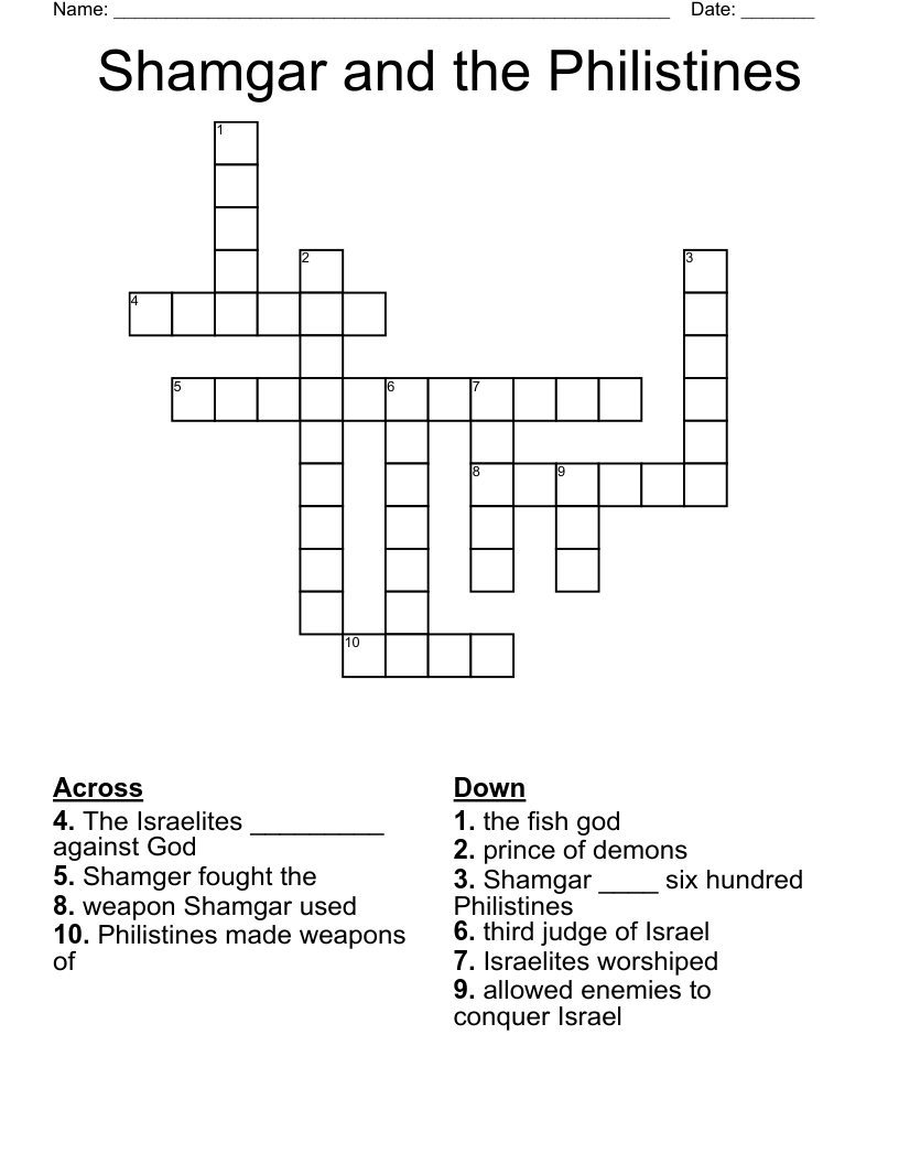 Shamgar and the Philistines Crossword