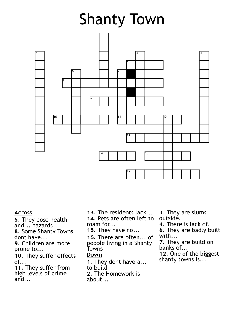 Shanty Town Crossword