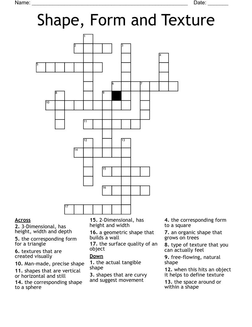 Shape, Form and Texture Crossword
