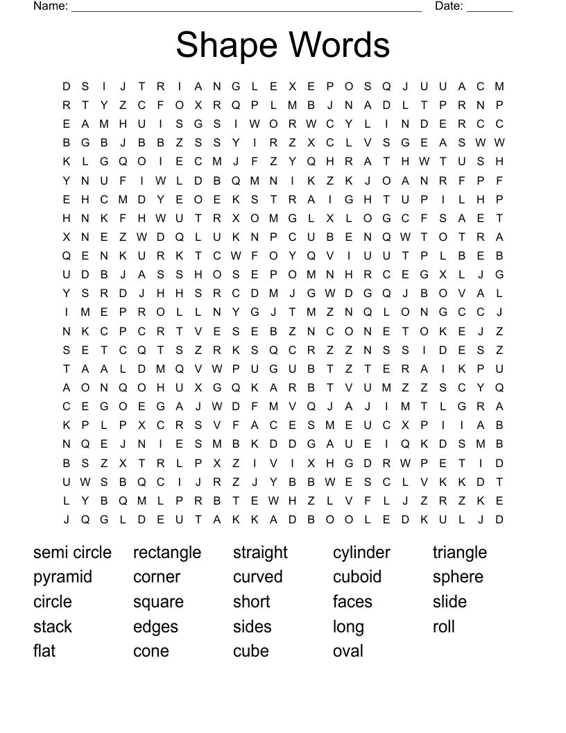 Shape Words Word Search