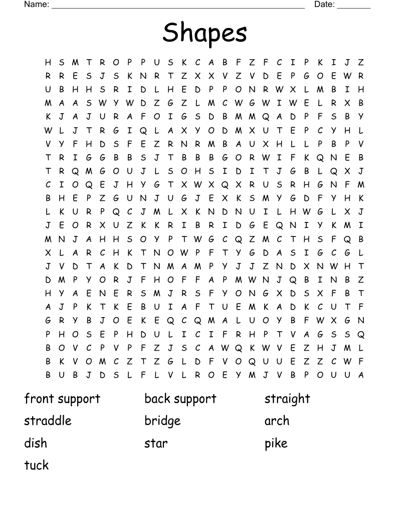 Shapes Word Search