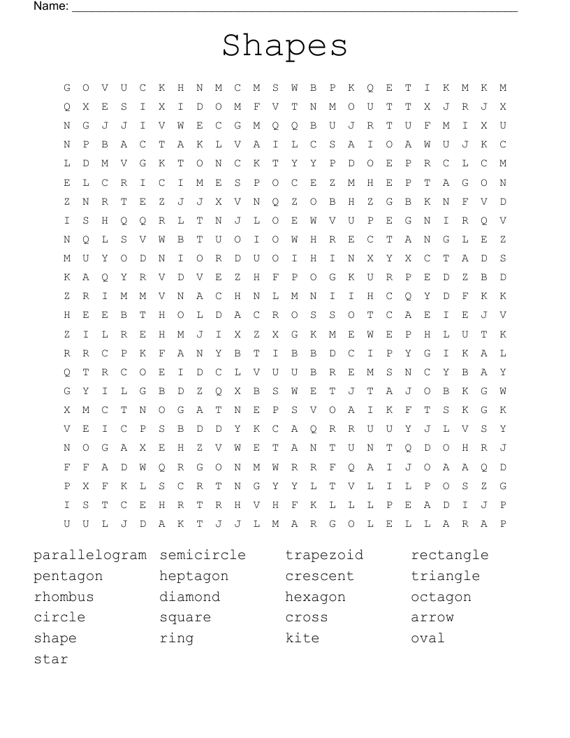 Shapes Word Search