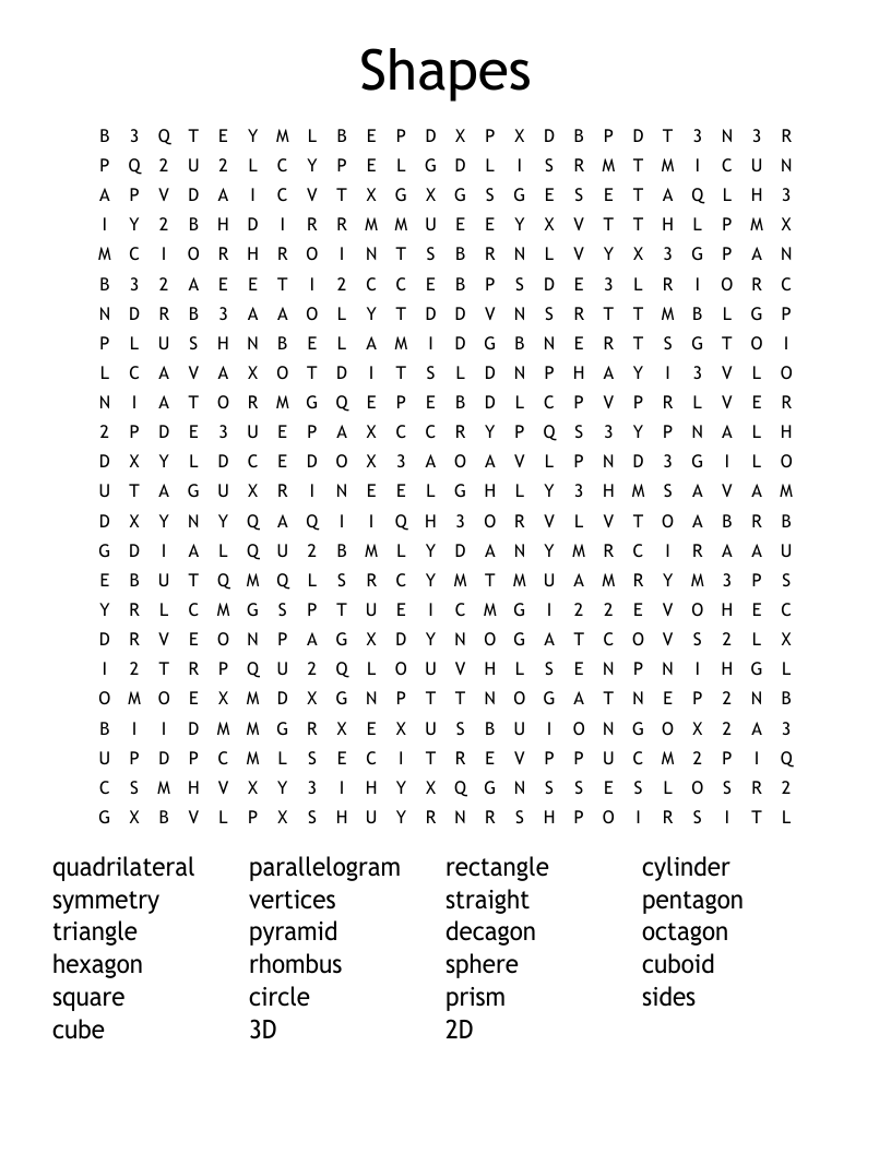 Shapes Word Search