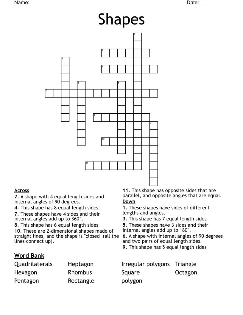 Shapes Crossword