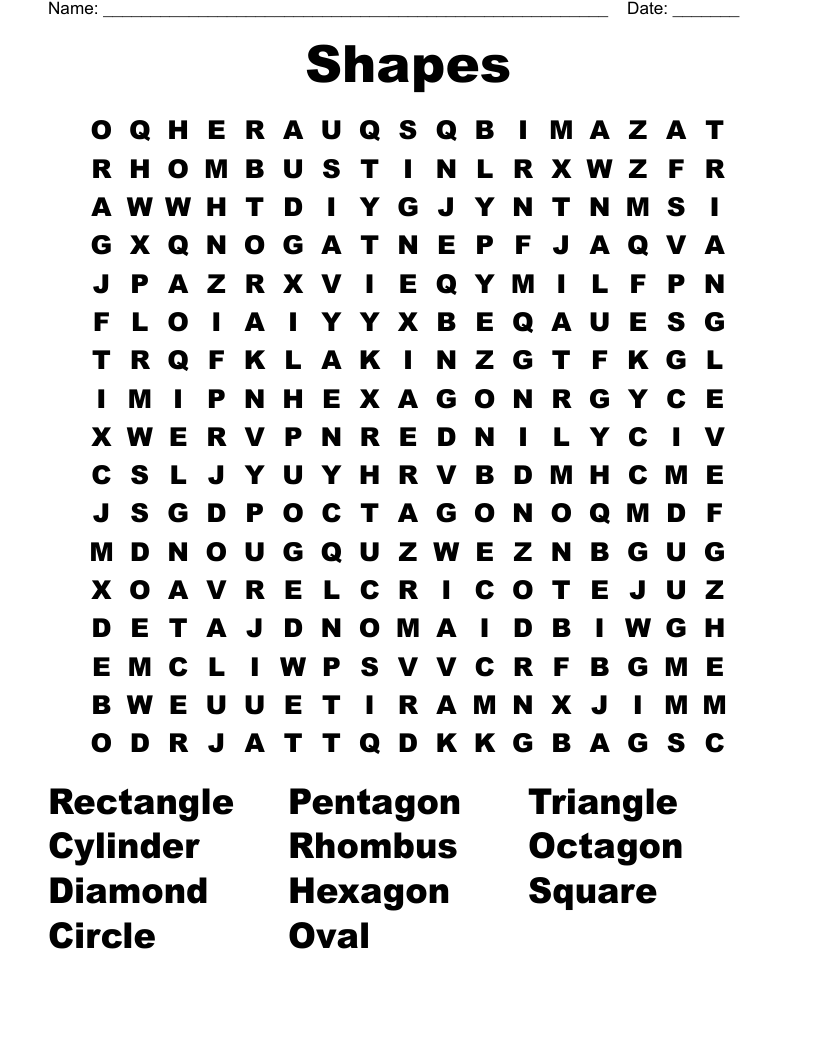 Shapes Word Search