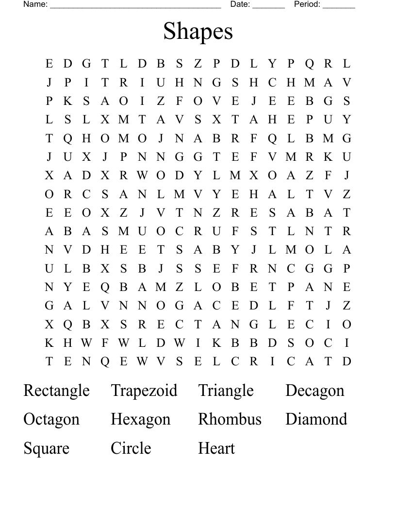 Shapes Word Search