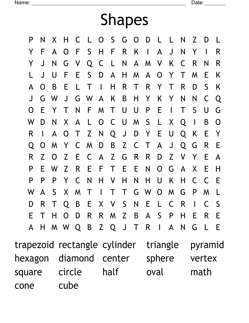 Shapes Word Search