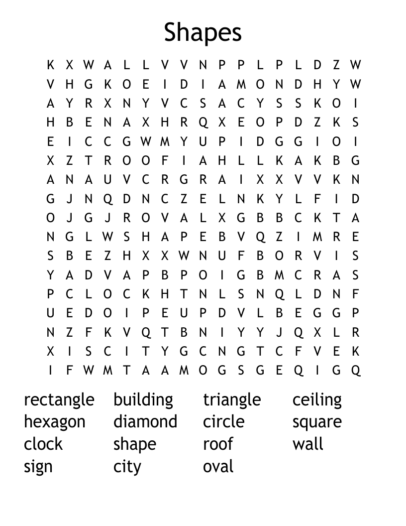 Shapes Word Search