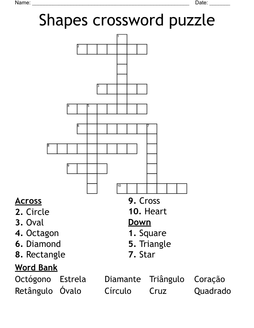 Shapes crossword puzzle 