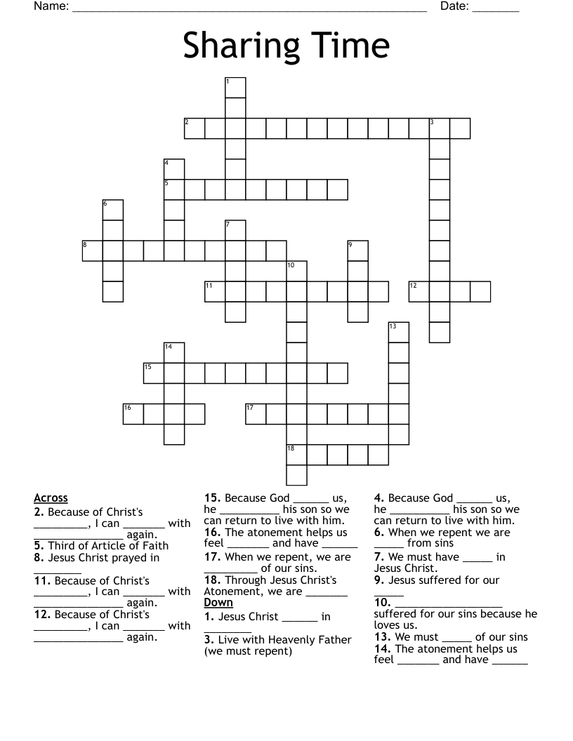 Sharing Time Crossword