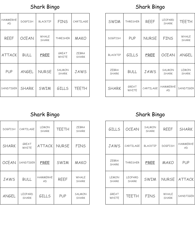 Shark Bingo