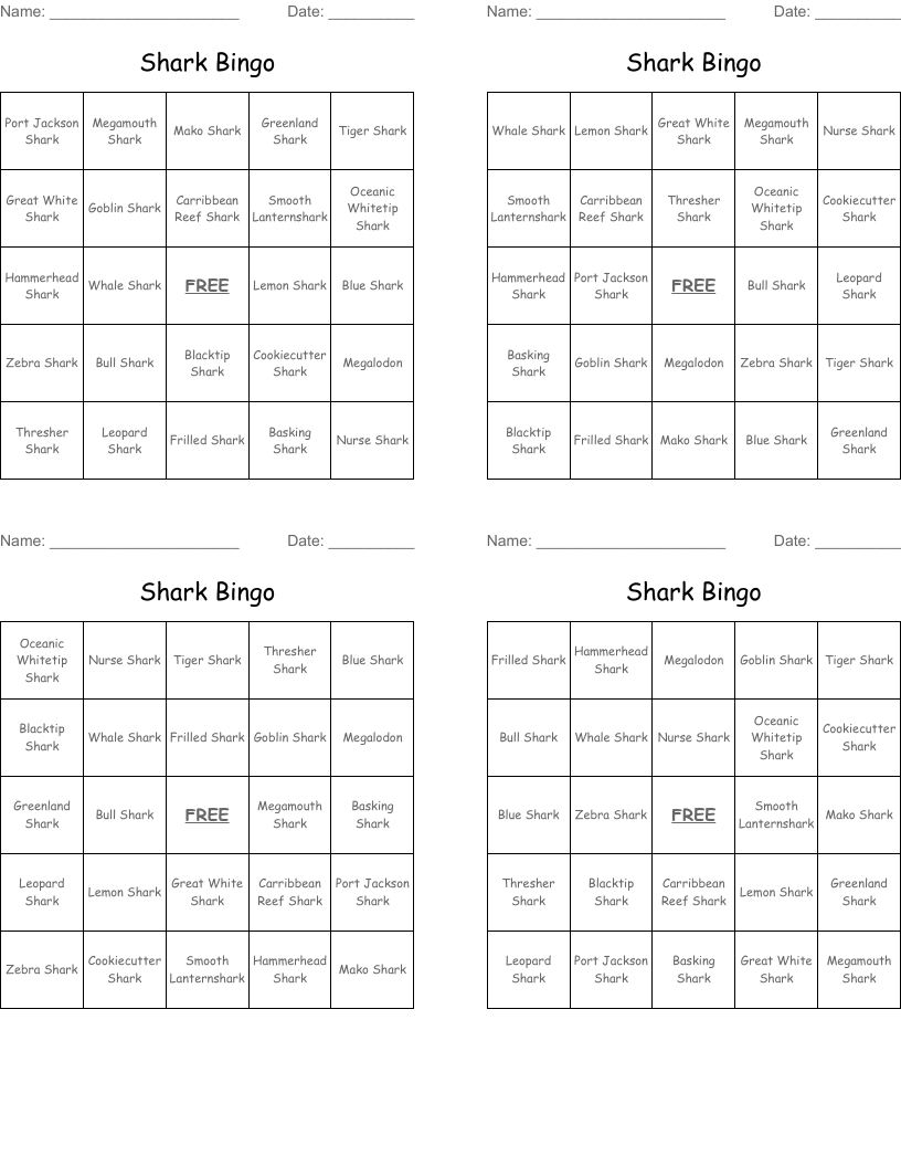 Shark Bingo 