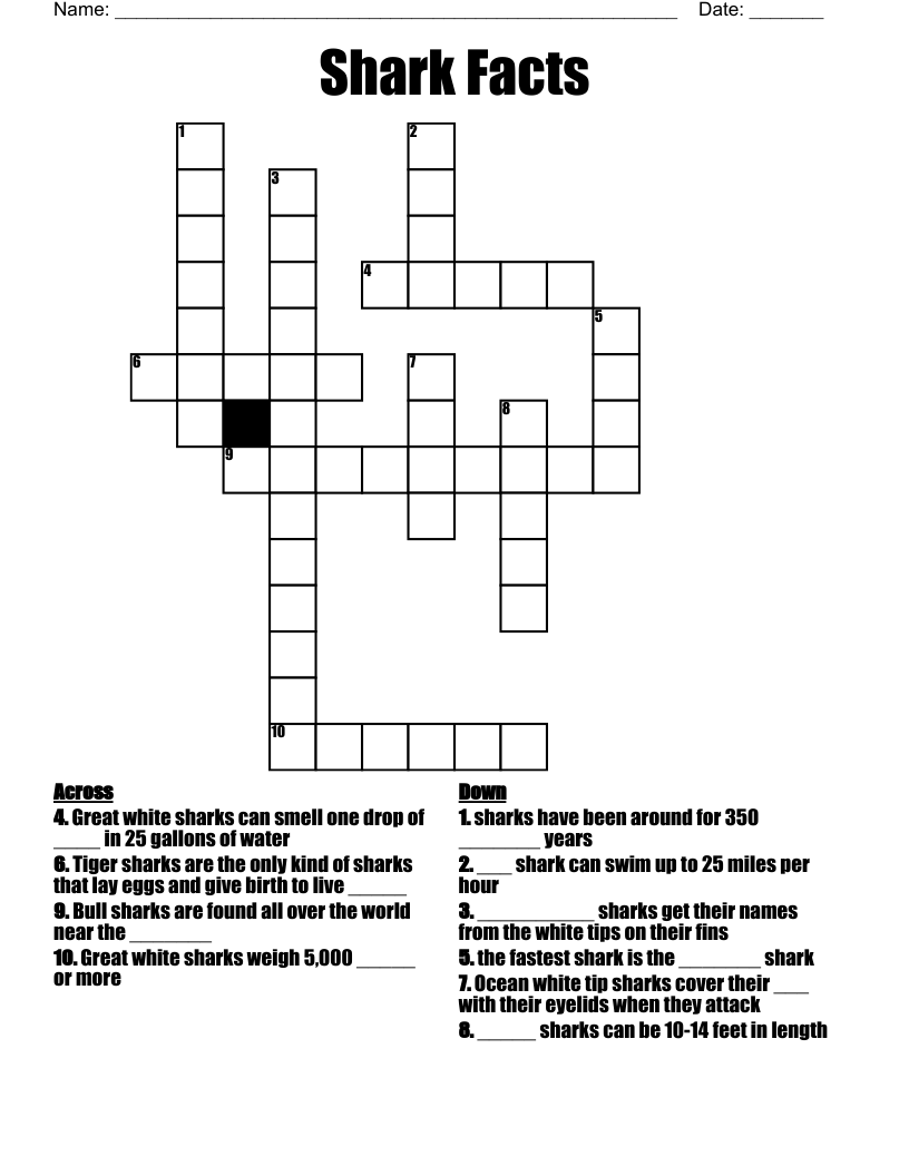 Shark Facts Crossword