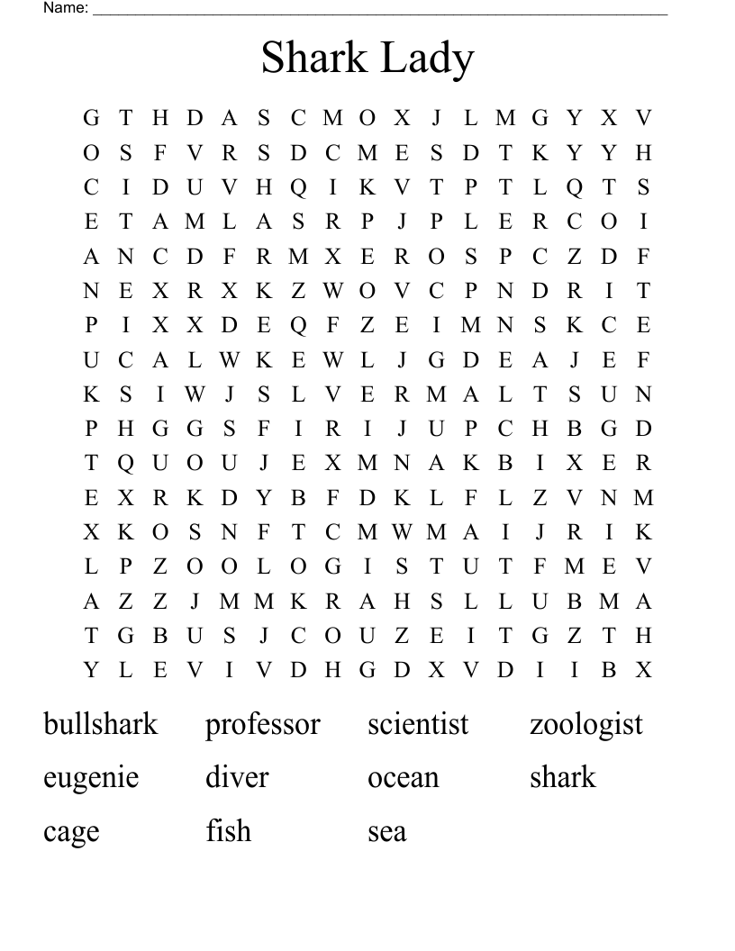 Shark Lady Word Search