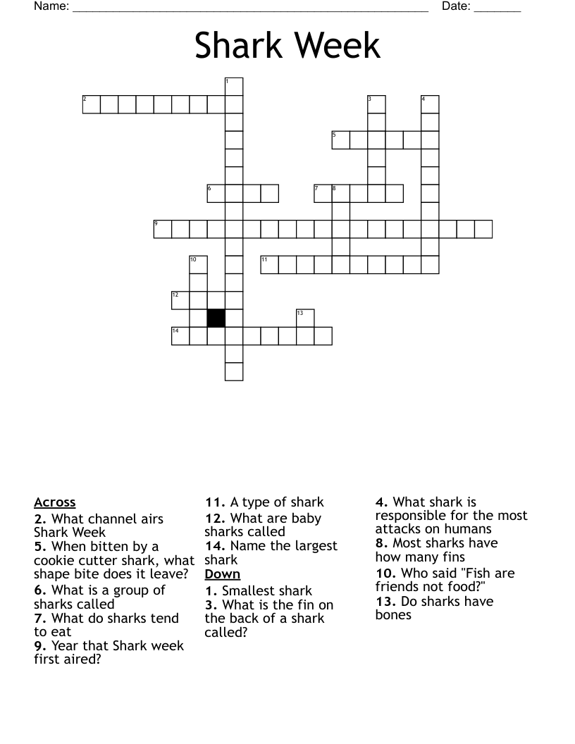 Shark Week Crossword