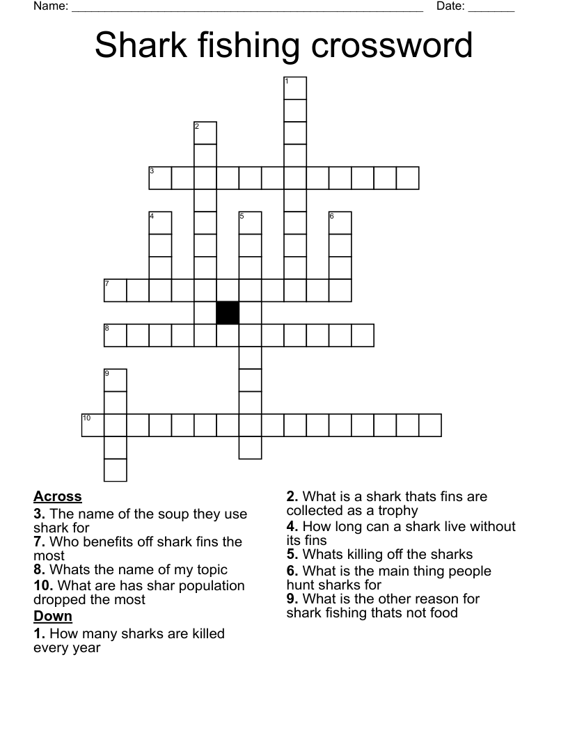 Shark fishing crossword