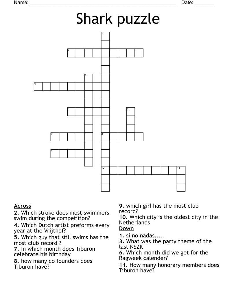 Shark puzzle  Crossword