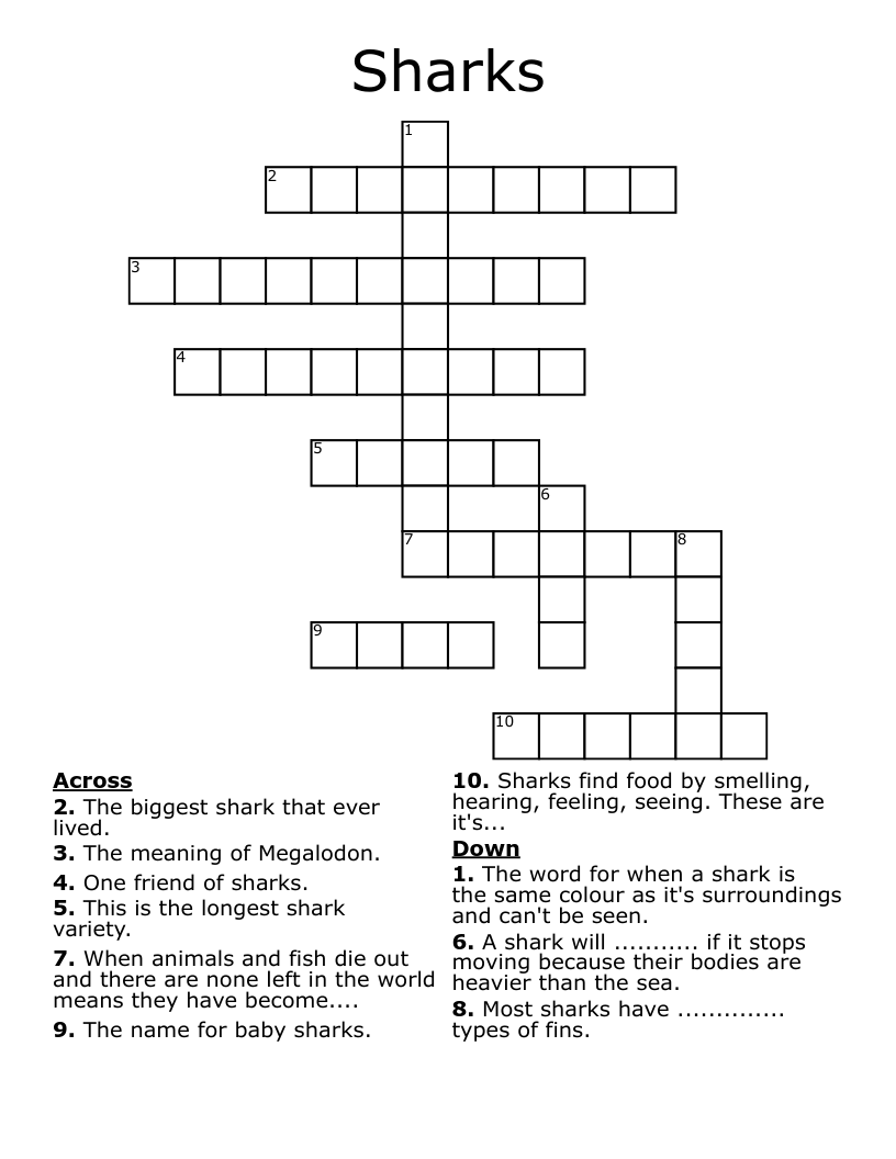 Sharks Crossword