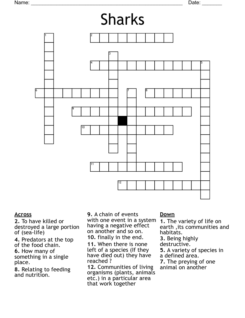 Sharks Crossword