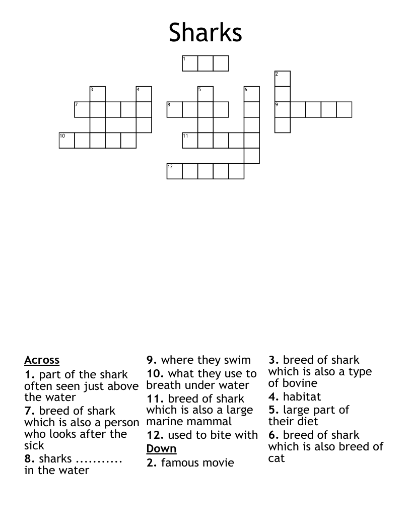 Sharks Crossword
