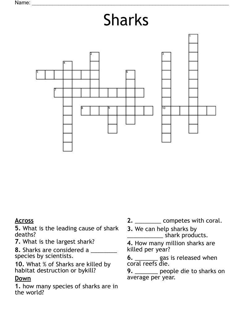 Sharks Crossword
