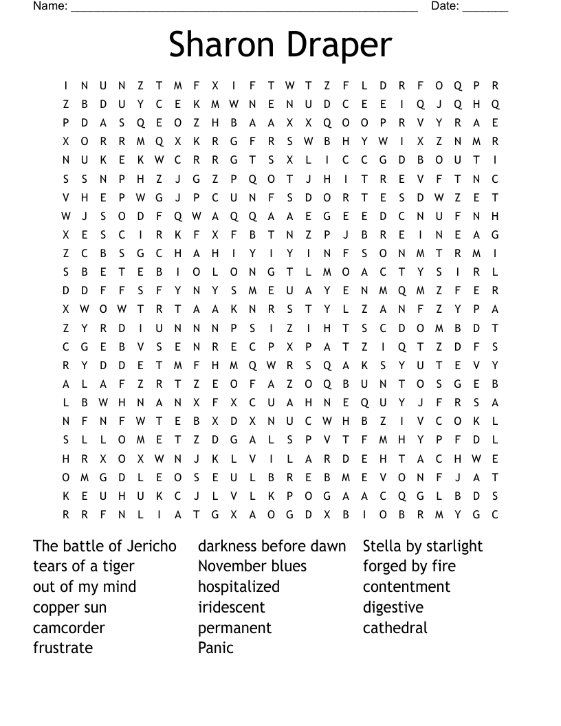 Sharon Draper Word Search