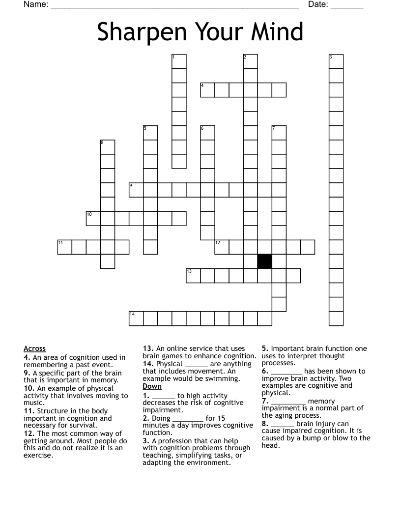 Sharpen Your Mind Crossword