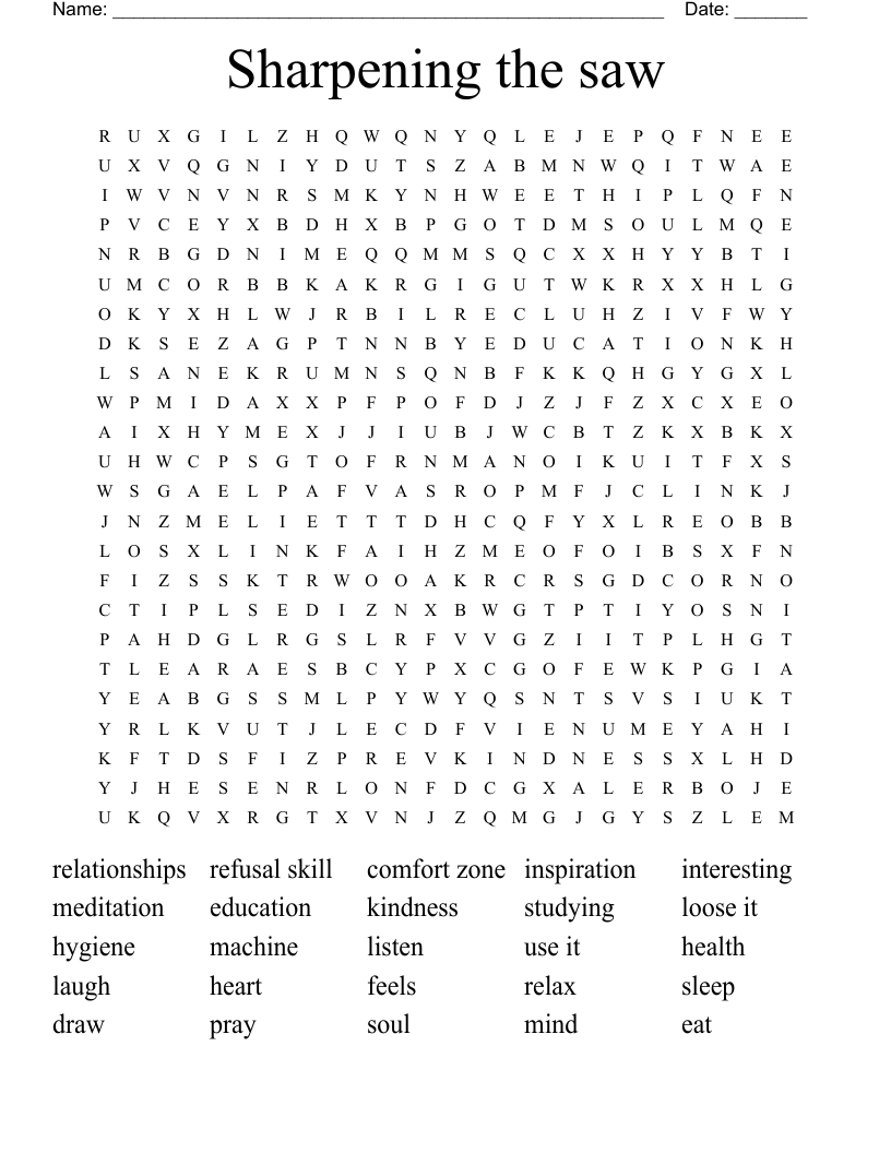 Sharpening the saw  Word Search