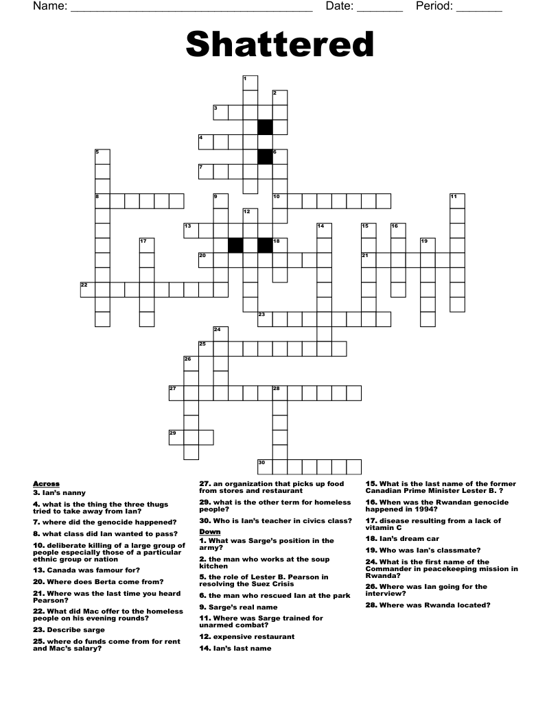 Shattered Crossword