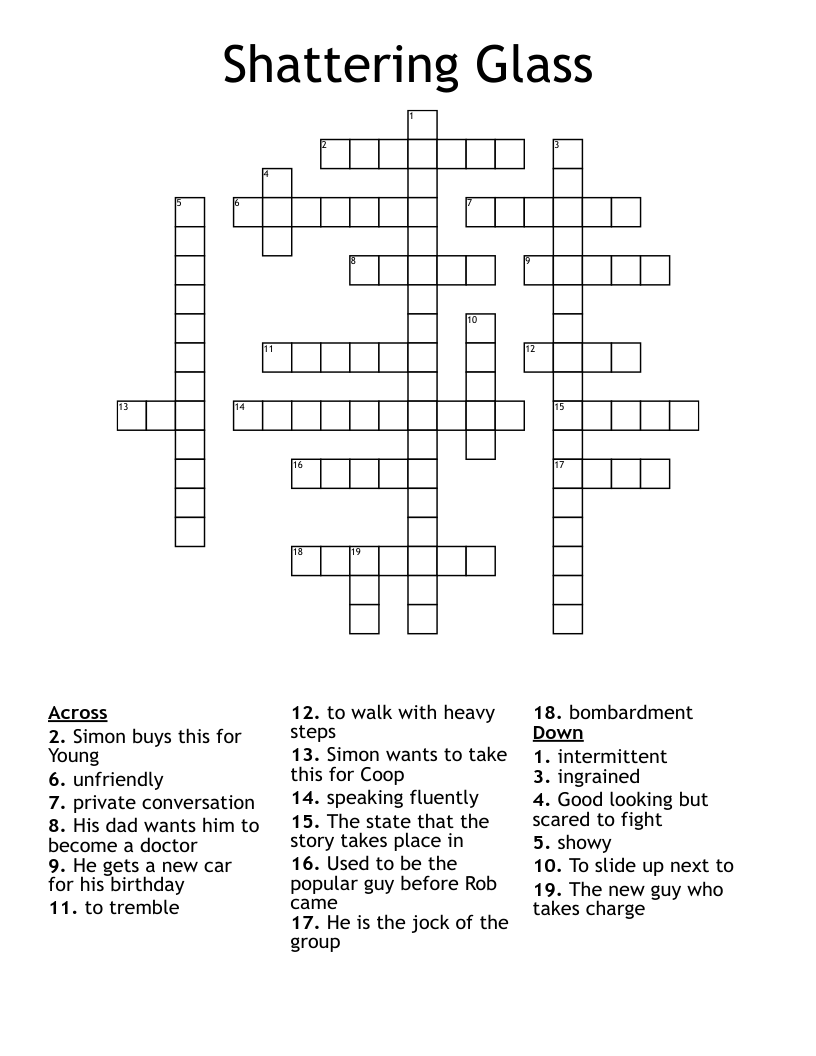 Shattering Glass Crossword