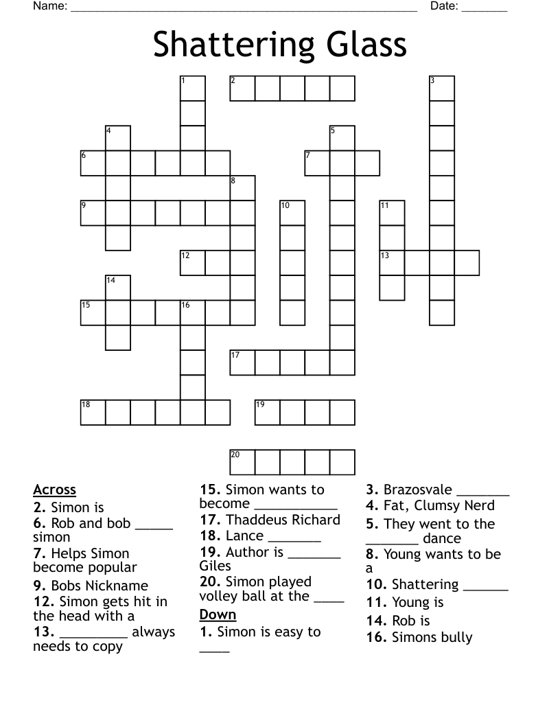Shattering Glass Crossword