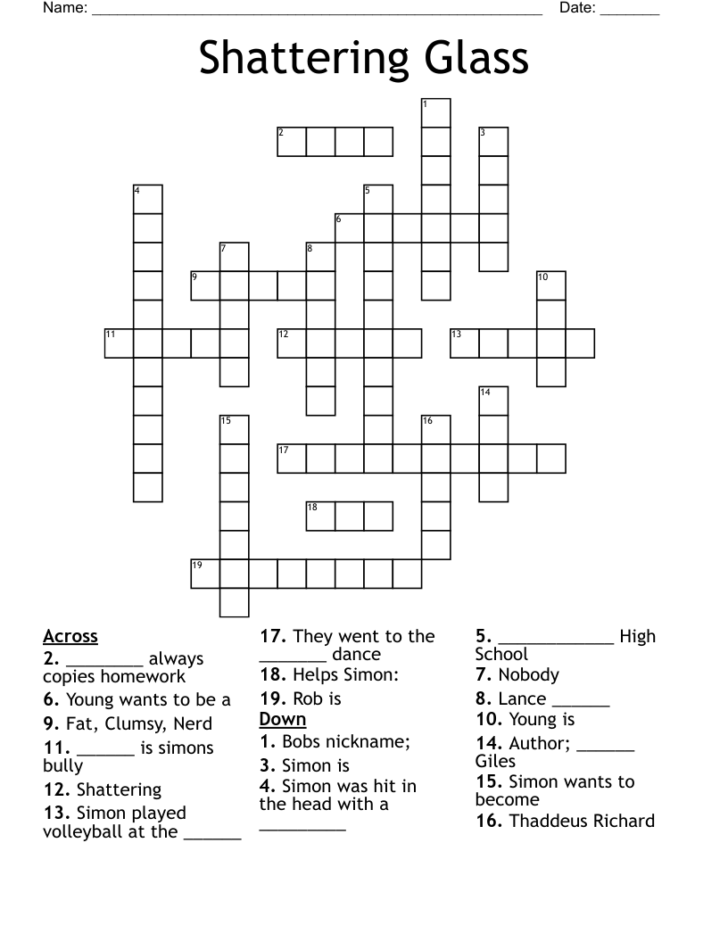 Shattering Glass Crossword