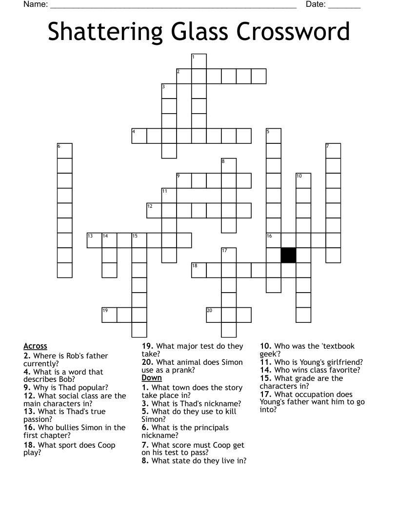 Shattering Glass Crossword