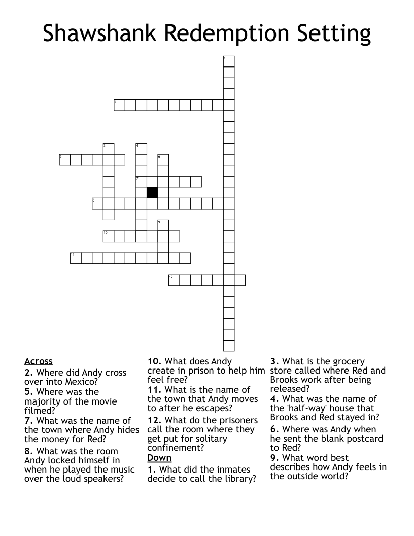 Shawshank Redemption Setting Crossword