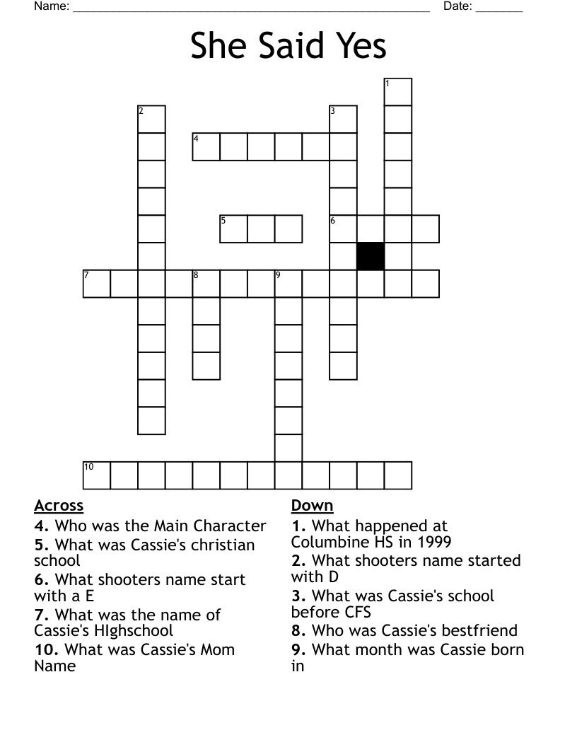 She Said Yes  Crossword