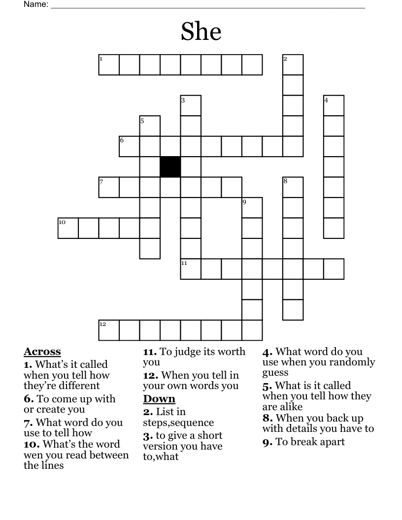 She  Crossword