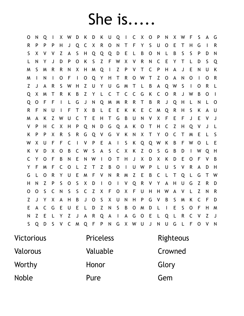 She is..... Word Search