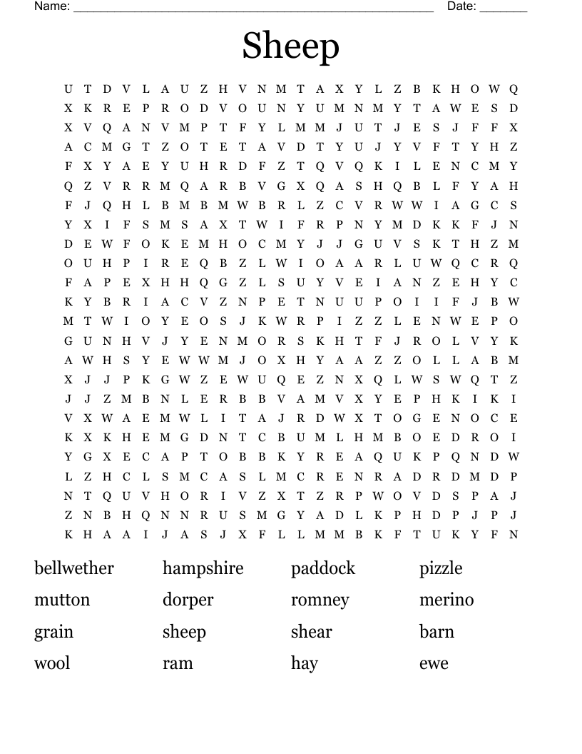 Sheep Word Search