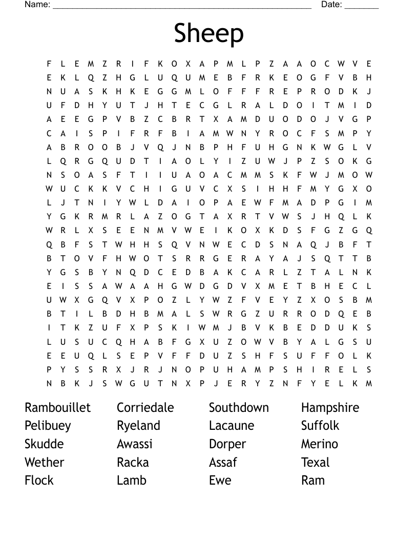 Sheep Word Search